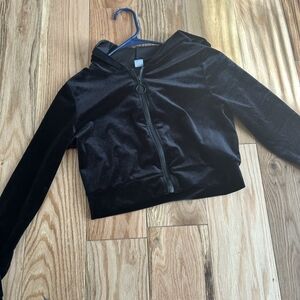 Source Unknown Black Velvet Zip-Up Hoodie for Kids